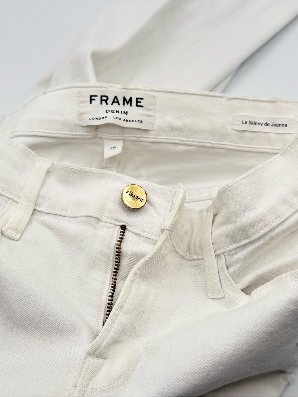 FRAME Denim Le Skinny De Jeanne White Stretch Distressed Jeans Women’s Size 28 - Picture 7 of 10